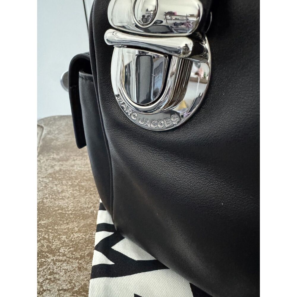 Marc Jacobs Pushlock Bag Black Leather Crossbody Satchel NWT - Picture 9 of 10